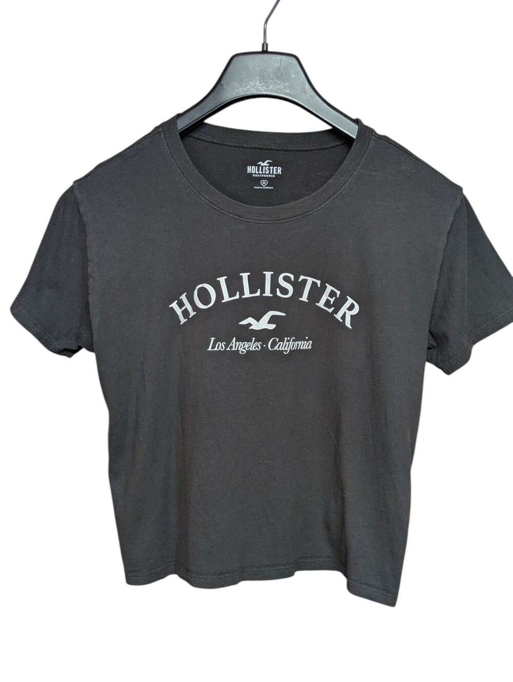 Hollister Cropped Logo T Shirt Gray Size Medium - Picture 6 of 6